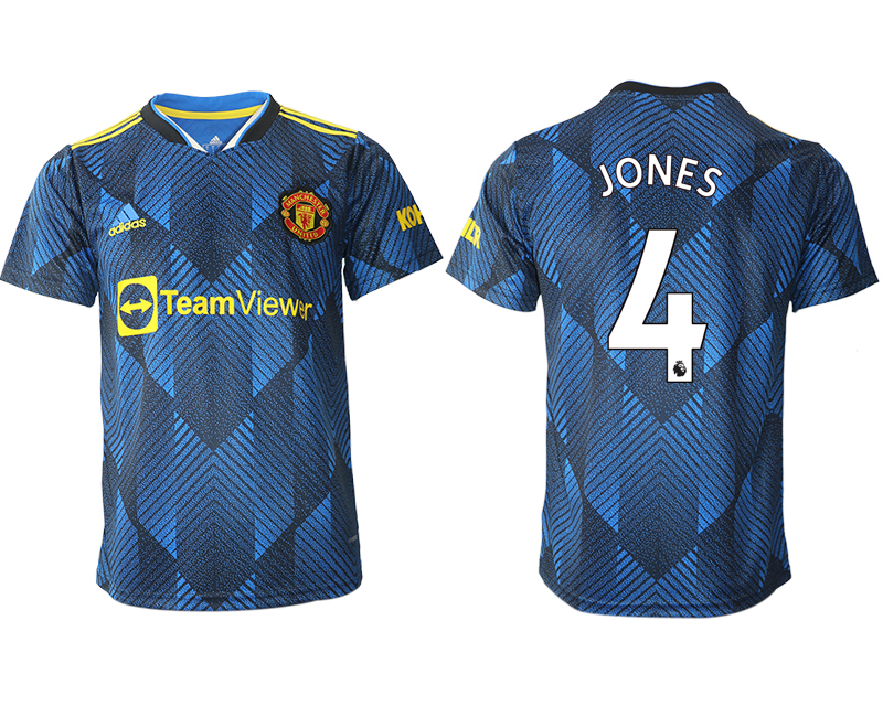 Men 2021-2022 Club Manchester United Second away aaa version blue #4 Soccer Jersey